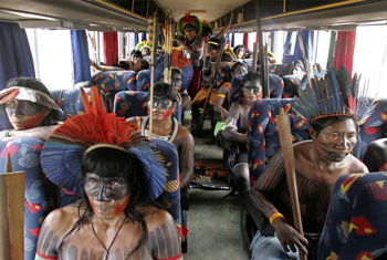 Indian protest against dam in Brazil